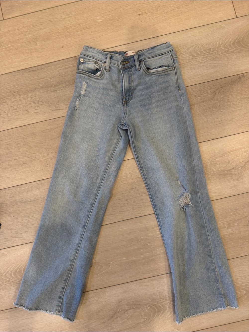 Levi's Light Blue Cropped Flare Jeans with Distressing